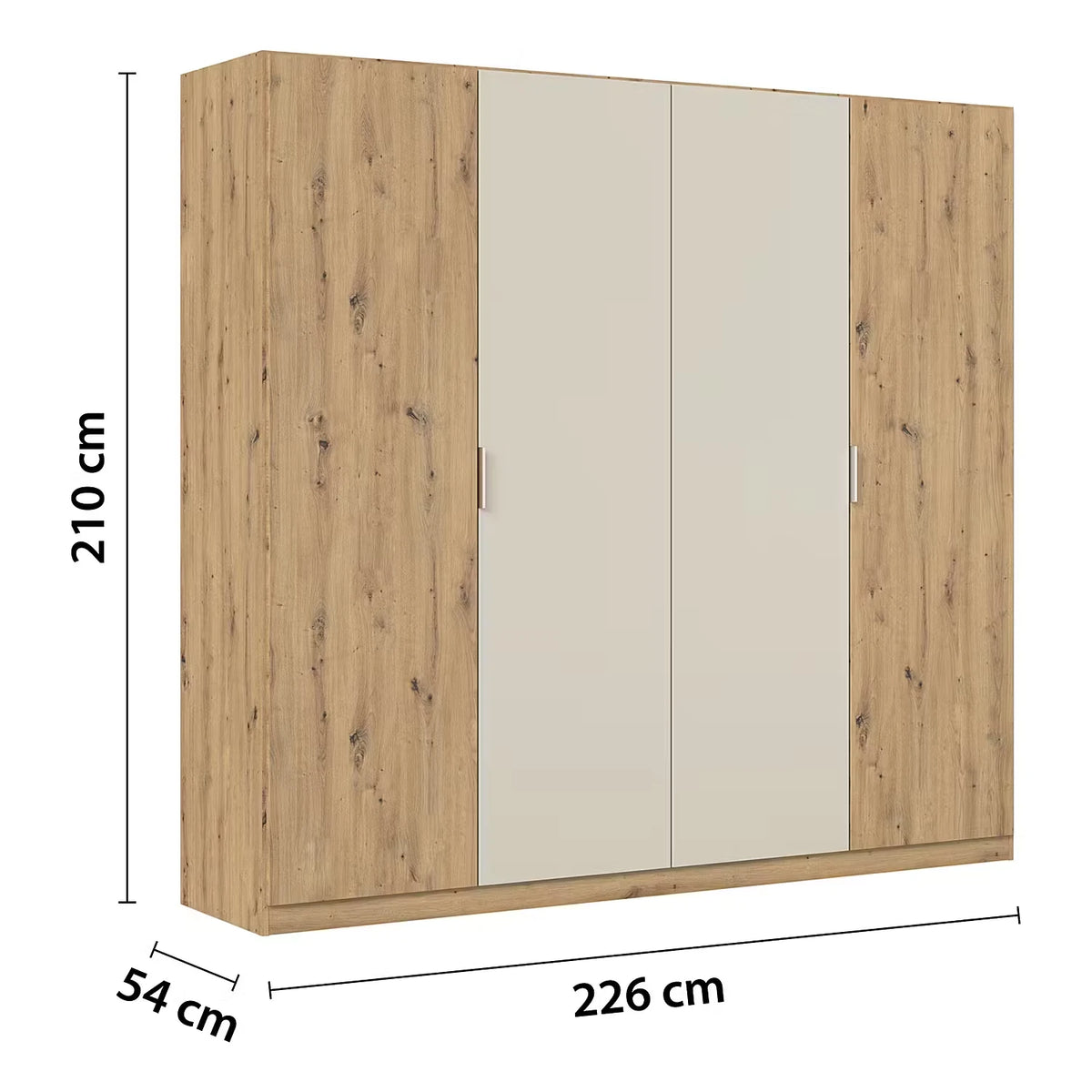 Rauch Monza 4 Door Hinged Door Wardrobe in Oak Dimensions