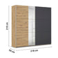 Rauch Monza 2 door sliding wardrobe in Artisan Oak and Metallic Grey Dimensions