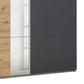Rauch Monza 2 door sliding wardrobe in Artisan Oak and Metallic Grey bottom closeup view