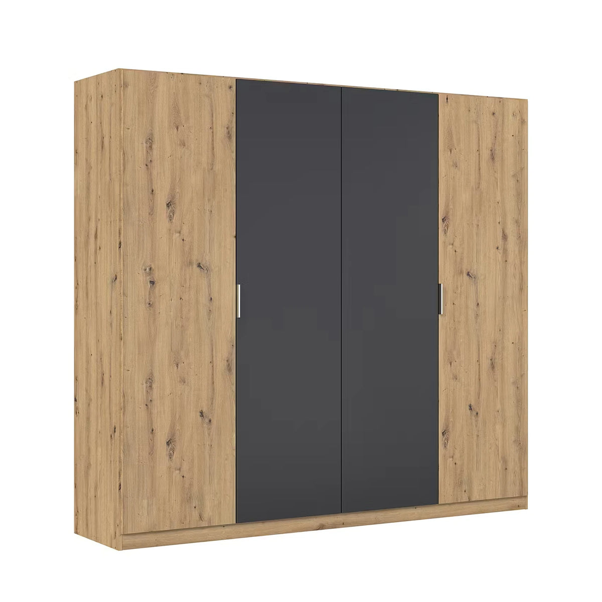 Rauch Monza 4 Door Hinged Door Wardrobe in Oak & Metallic Grey