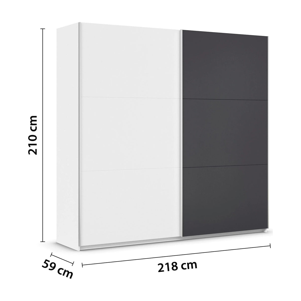 Rauch Monza 2 Door Sliding Wardrobe in Alpine White & Metallic Grey