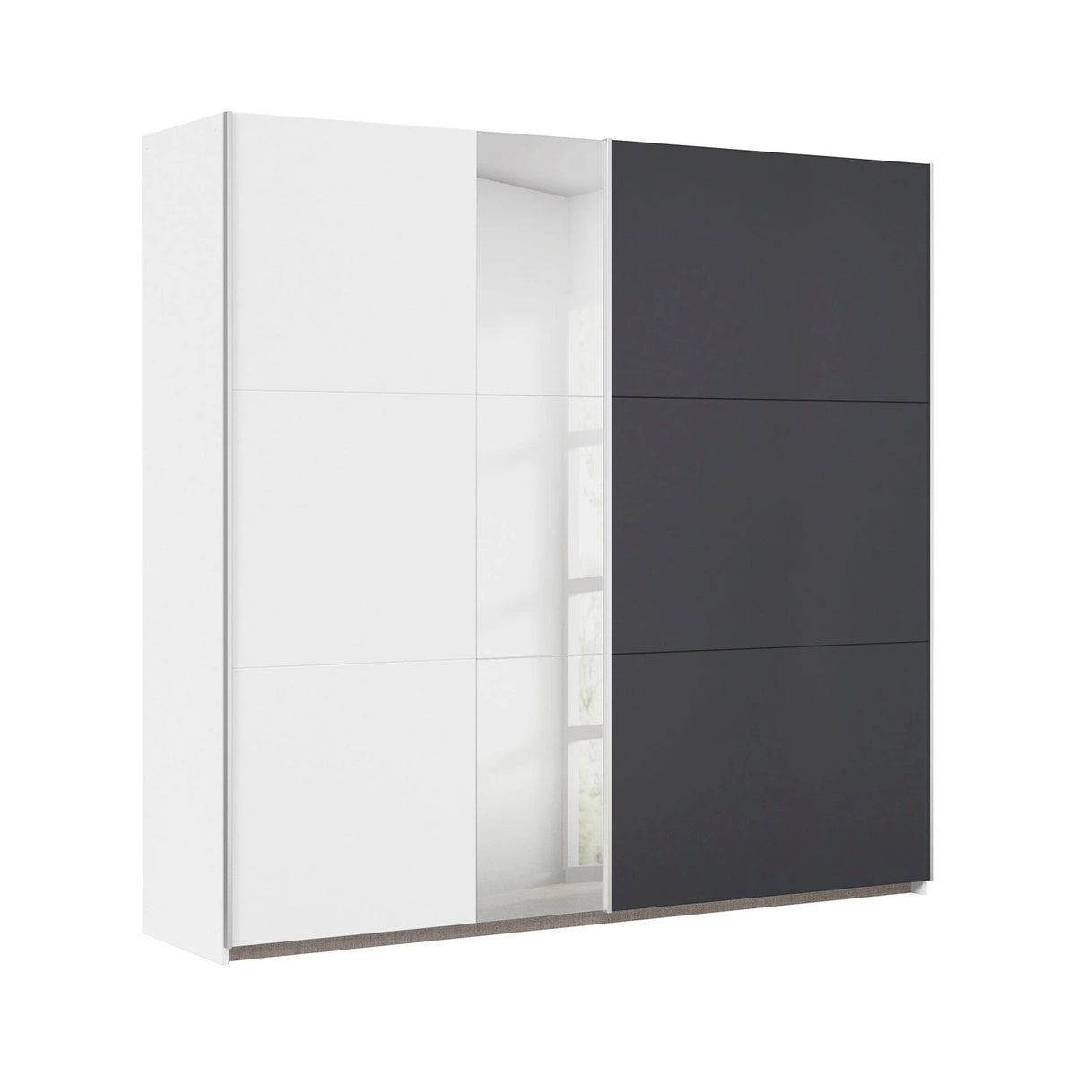 Rauch Monza 2 Door Sliding Wardrobe in Alpine White & Metallic Grey