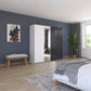 Rauch Monza Alpine White and Metallic Grey wardrobe with central mirror panel