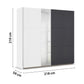 Rauch Monza 2 Door Sliding Wardrobe in Alpine White & Metallic Grey Dimensions