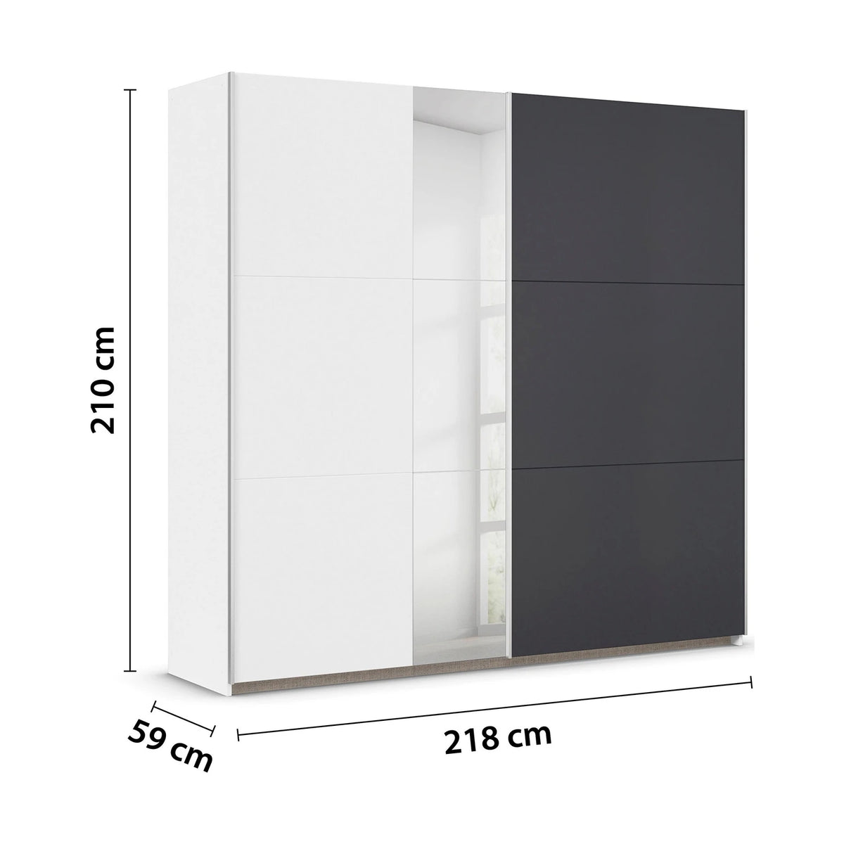 Rauch Monza 2 Door Sliding Wardrobe in Alpine White & Metallic Grey Dimensions