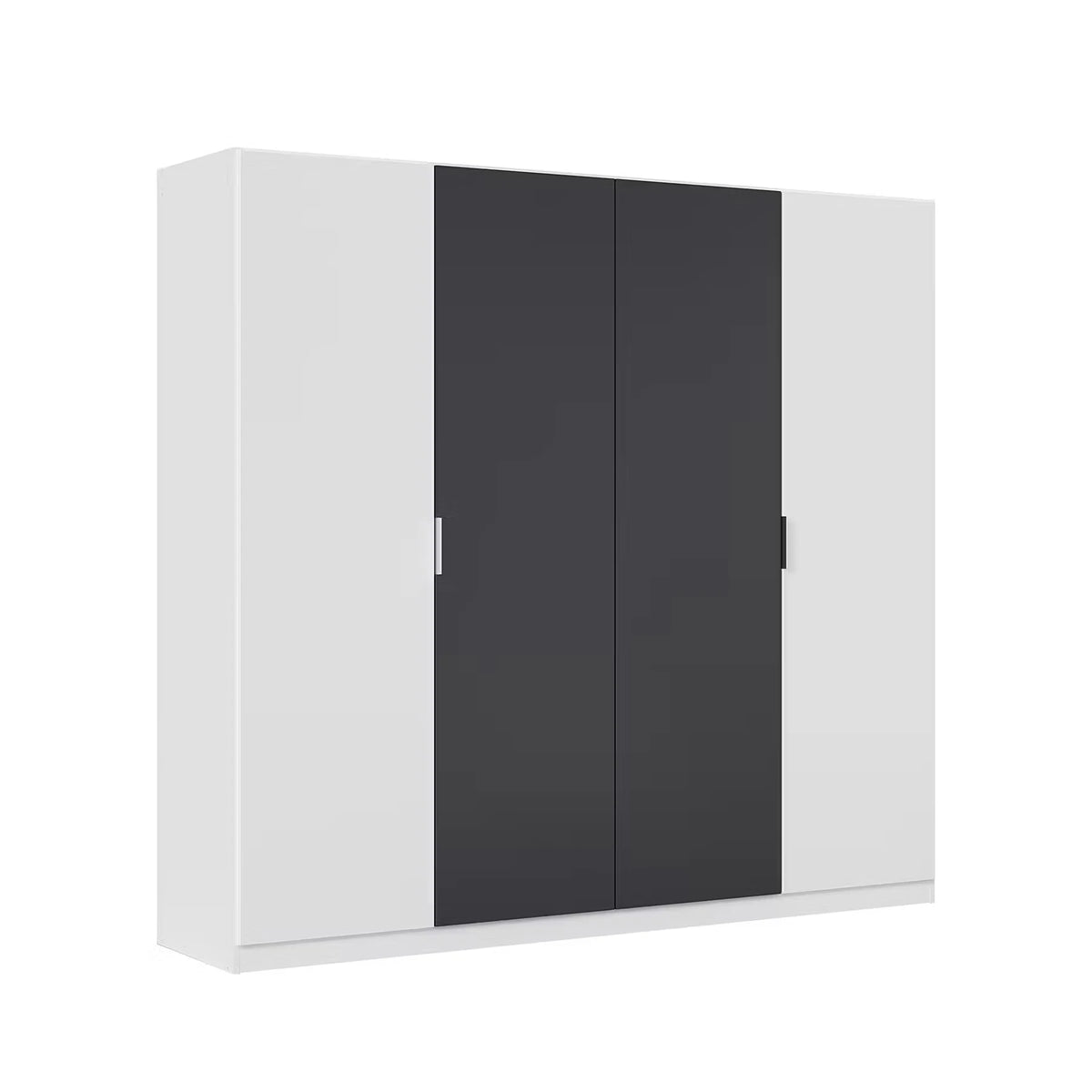 Rauch Monza 4 Door Hinged Door Wardrobe in Alpine White & Metallic Grey