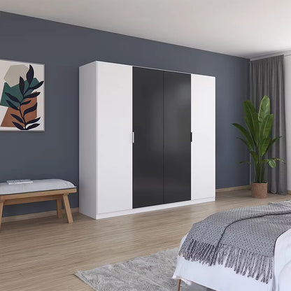 Rauch Monza 4 Door Hinged Door Wardrobe in Alpine White & Metallic Grey