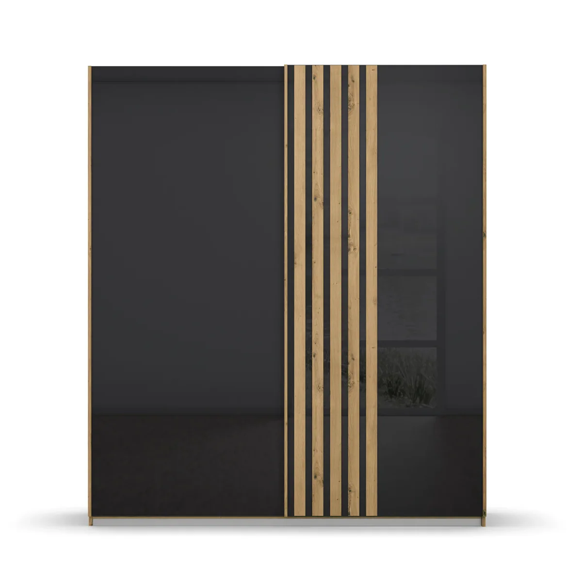 Rauch Mosbach Basalt Glass Sliding Door Wardrobe - W181cm - Front view