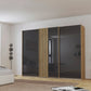 Rauch Mosbach Basalt Glass Large 3 Door Sliding Wardrobe -271 - Styled in a Bedroom