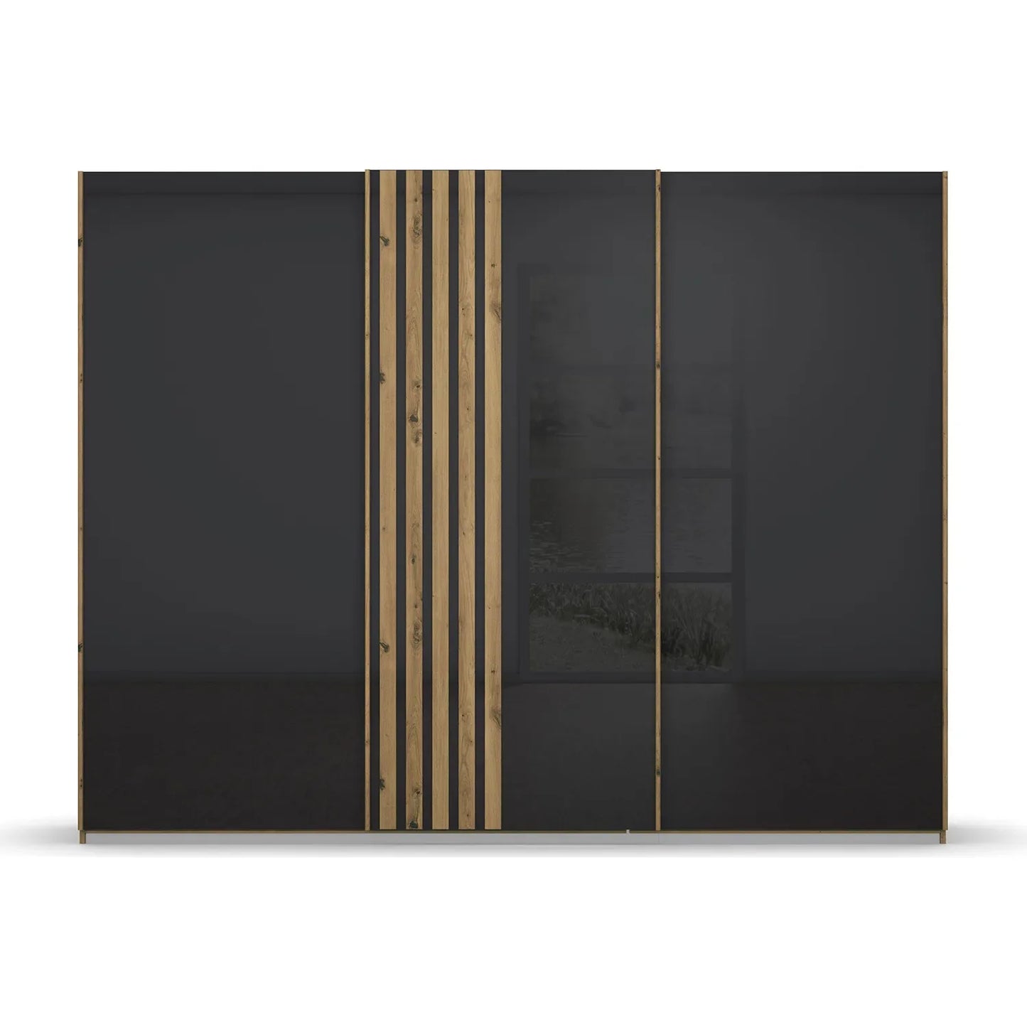 Rauch Mosbach Basalt Glass Large 3 Door Sliding Wardrobe -271 - Front view