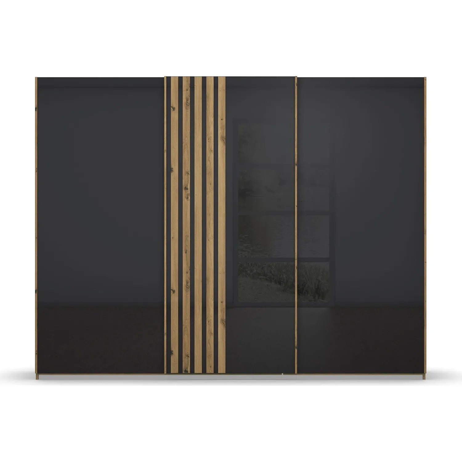 Rauch Mosbach Basalt Glass Large 3 Door Sliding Wardrobe -271 - Front view