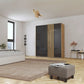 Rauch Mosbach Basalt Glass Sliding Door Wardrobe - W181cm - Side Angle view Styled in a Living Room