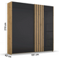 Rauch Mosbach Basalt Glass Sliding Door Wardrobe - W181cm - Dimensions
