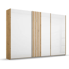 Rauch Mosbach White Glass Large 3 Door Sliding Wardrobe -W271cm