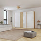 Rauch Mosbach White Glass Large 3 Door Sliding Wardrobe -W271cm - Styled in a Bedroom