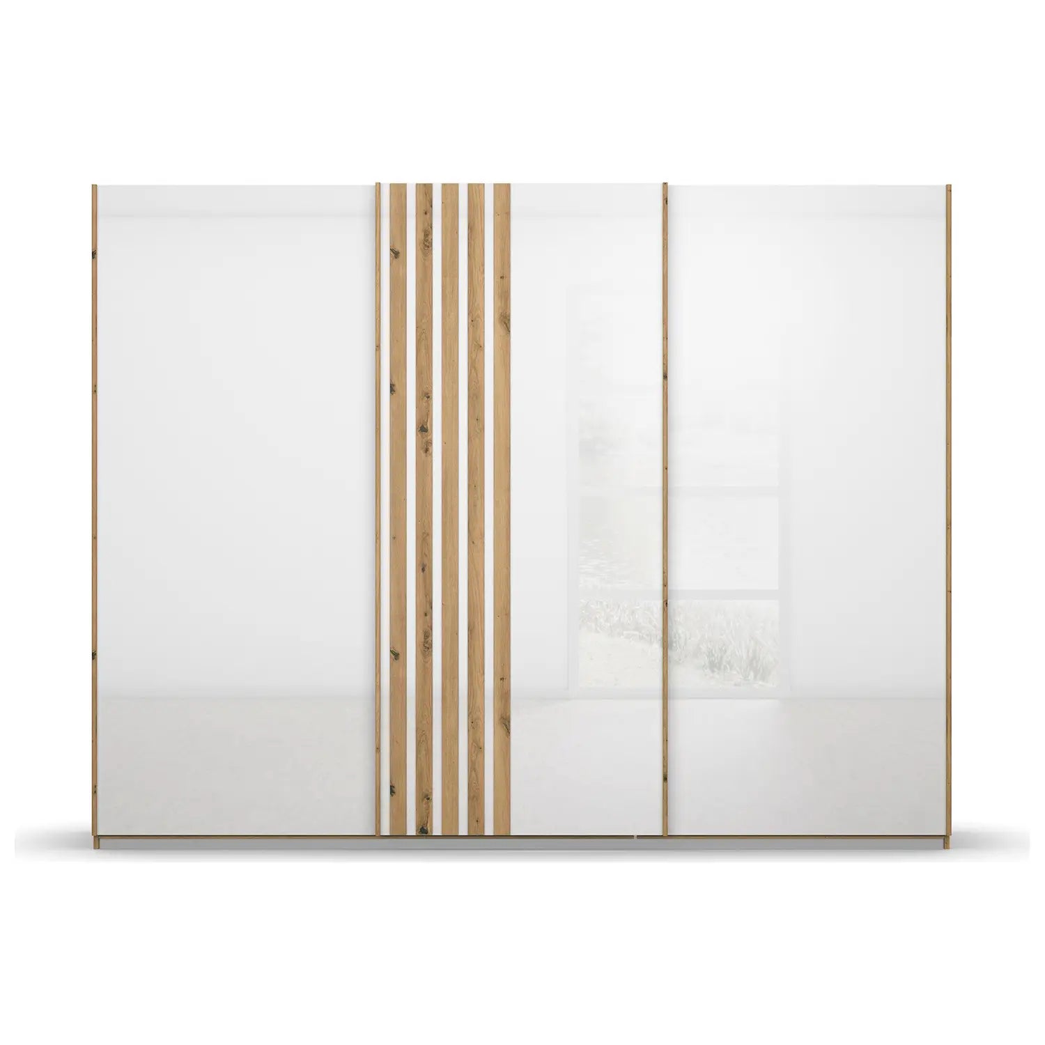 Rauch Mosbach White Glass Large 3 Door Sliding Wardrobe -W271cm - Front view