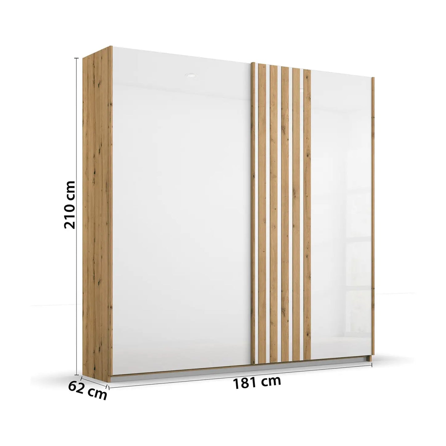 Rauch Mosbach White Glass Sliding Door Wardrobe - W181cm - Dimensions