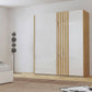 Rauch Mosbach White Glass Sliding Door Wardrobe - W181cm - Side Angle view Styled in a Living Room