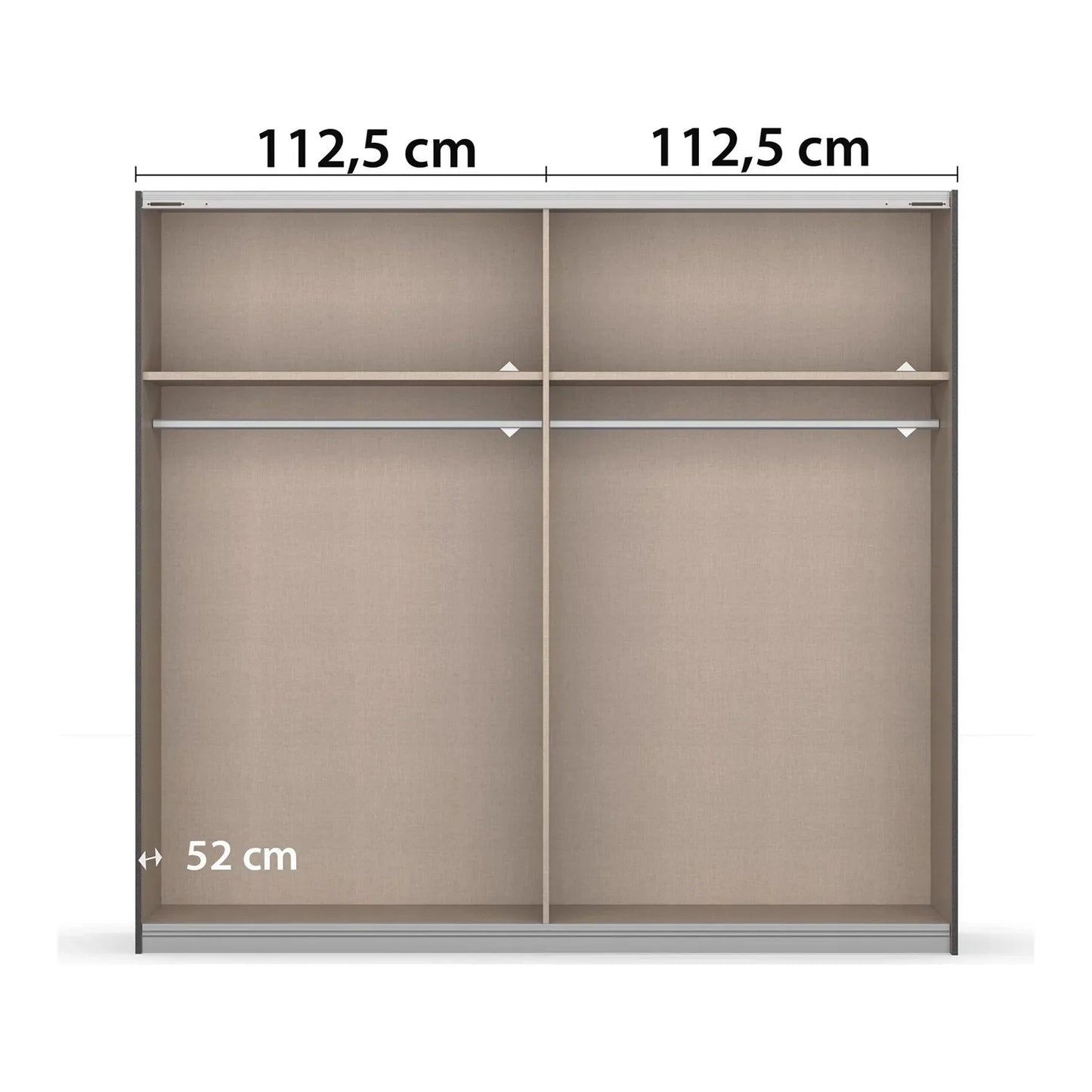Rauch Mosbach White Glass Sliding Door Wardrobe - W226cm - Interior view