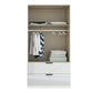 Mulheim 2 Door White Glass Wardrobe with Drawers and Mirror