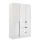 Mulheim 3 Door White Glass Wardrobe with Drawers and Mirror