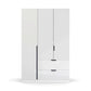 Mulheim 3 Door White Glass Wardrobe with Drawers and Mirror
