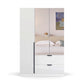 Mulheim 3 Door White Glass Wardrobe with Drawers and Mirror