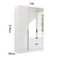 Mulheim 3 Door White Glass Wardrobe with Drawers and Mirror
