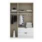 Mulheim 3 Door White Glass Wardrobe with Drawers and Mirror