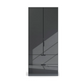Mulheim 2 Door Basalt Glass Wardrobe with Drawers and Mirror - Pendle Village Furniture