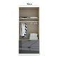 Mulheim 2 Door Basalt Glass Wardrobe with Drawers and Mirror - Pendle Village Furniture