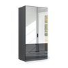 Mulheim 2 Door Basalt Glass Wardrobe with Drawers and Mirror - Pendle Village Furniture