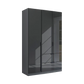 Mulheim 3 Door Basalt Glass Wardrobe with Drawers and Mirror - Pendle Village Furniture