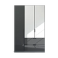 Mulheim 3 Door Basalt Glass Wardrobe with Drawers and Mirror - Pendle Village Furniture