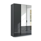 Mulheim 3 Door Basalt Glass Wardrobe with Drawers and Mirror - Pendle Village Furniture