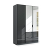 Mulheim 3 Door Basalt Glass Wardrobe with Drawers and Mirror - Pendle Village Furniture