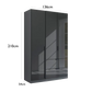 Mulheim 3 Door Basalt Glass Wardrobe with Drawers and Mirror - Pendle Village Furniture