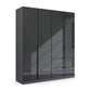 Mulheim 4 Door Basalt Glass Wardrobe with Drawers and Mirror - Pendle Village Furniture