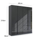 Mulheim 4 Door Basalt Glass Wardrobe with Drawers and Mirror - Pendle Village Furniture