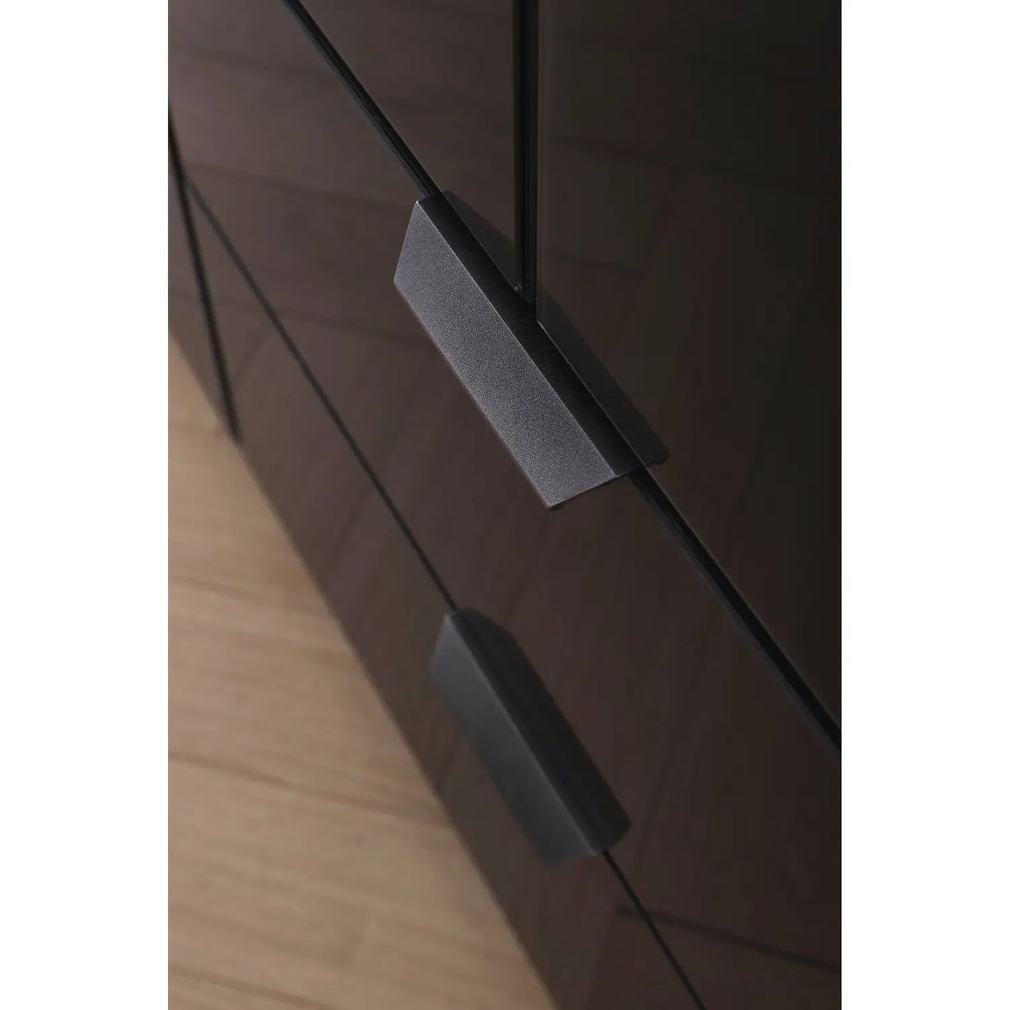 Mulheim 4 Door Basalt Glass Wardrobe with Drawers and Mirror - Pendle Village Furniture