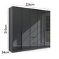 Mulheim 5 Door Basalt Glass Wardrobe with Mirror and Drawers - Pendle Village Furniture