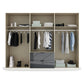 Mulheim 6 Door Basalt Glass Wardrobe with Mirror and Drawers - Pendle Village Furniture