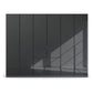 Mulheim 6 Door Basalt Glass Wardrobe with Mirror and Drawers - Pendle Village Furniture