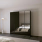 Mulheim 4 Door Basalt Glass Wardrobe with Drawers and Mirror - Pendle Village Furniture