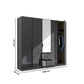 Mulheim 5 Door Basalt Glass Wardrobe with Mirror and Drawers - Pendle Village Furniture