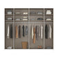 Rauch Tegra Fusion Fango Glass and Walnut Oak Sliding Door Wardrobe - Interior view Styled in a Living Room