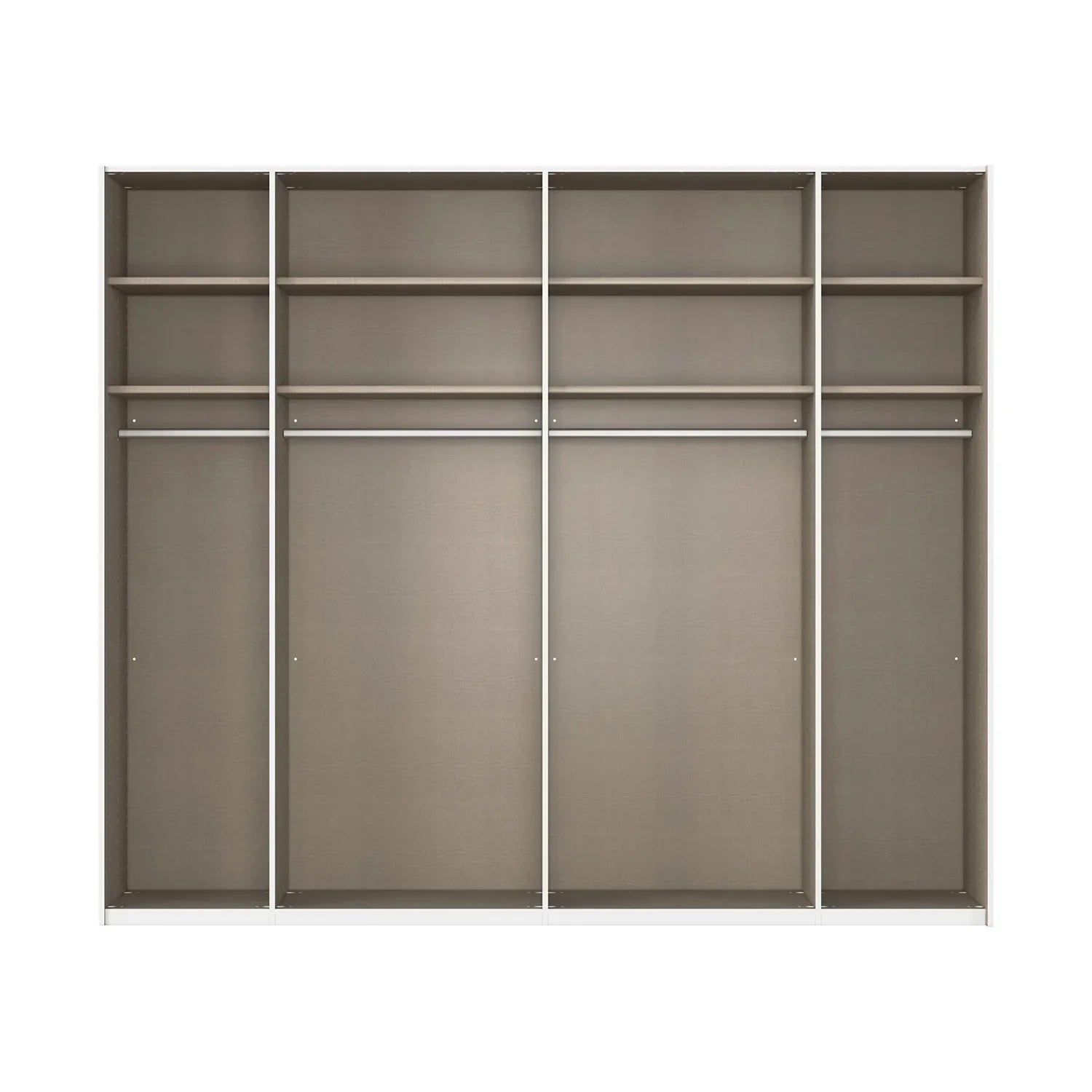 Rauch Tegra Fusion Champagne Glass and Walnut Oak Sliding Door Wardrobe - Interior view