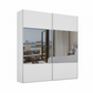 Modern white wardrobe with grey mirror glass sliding doors