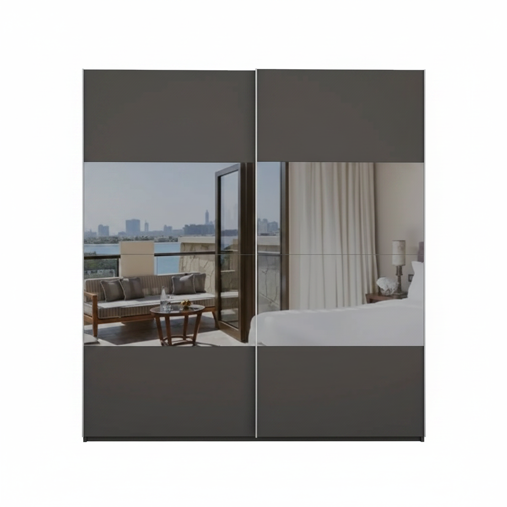 Rauch Nimbus wardrobe with aluminium handles and flexible panel design