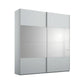 Modern Nimbus Grey wardrobe with sliding doors and Grey Mirror on a white background